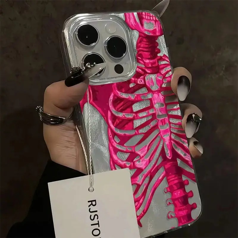 Rosa Lila Totenkopf Feder Blick Handyhülle für IPhone 16 15 14 13 12 11 Profi Max 7 8 Plus SE2 X XS Max XR stoßfeste schwer Startseite
