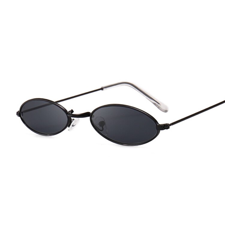 Vintage små ovale solbriller kvinder mærke metalstel klare sorte linse nuancer solbriller kvindelige briller  uv400: Sortgrå