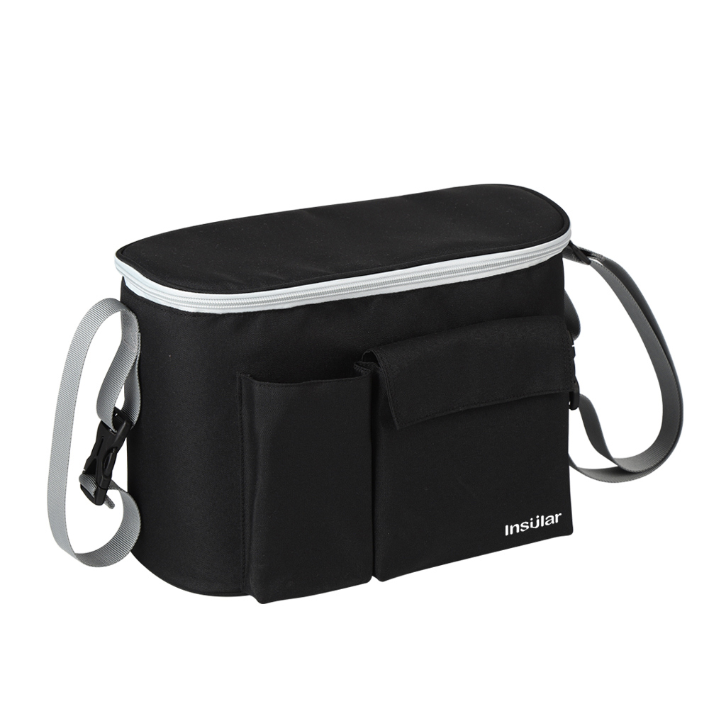 Kinderwagen Zak Wandelwagen Accessoires Organizer Wandelwagen Bekerhouder Cover Baby Buggy Winter Pouch Fles Opbergtas: Zwart