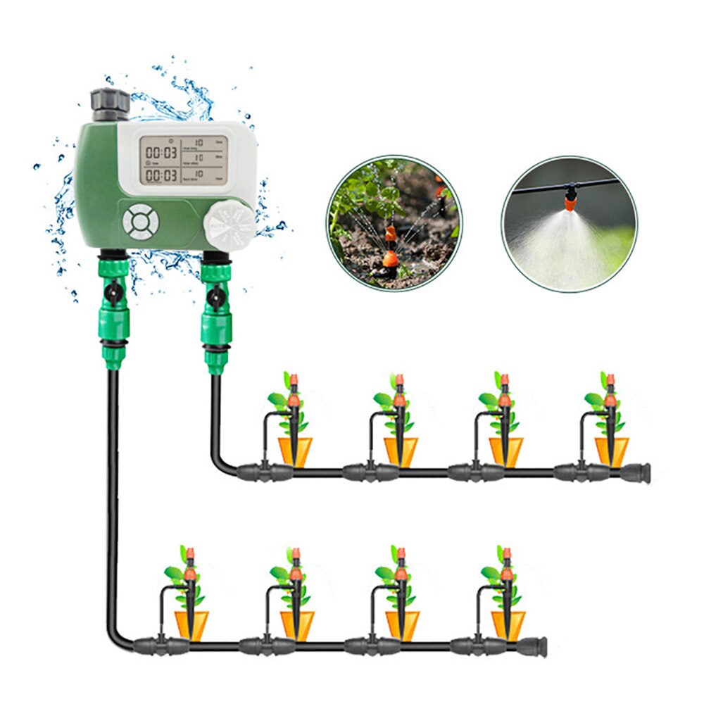 HOOMIN Battery Operated Auto Digital Hose ​Faucet Timer Garden Water Timers Programmable with 2 Outlet Irrigation Controller