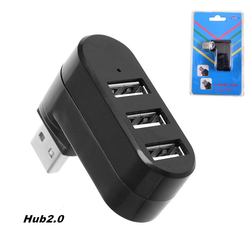 3 Port Multi 2.0/3.0 USB Hub miniaturowy Hub USB dużej prędkości obrotowej przejściówka rozgałęziająca na laptopa na notebooka dla komputer PC akcesoria: black 2.0