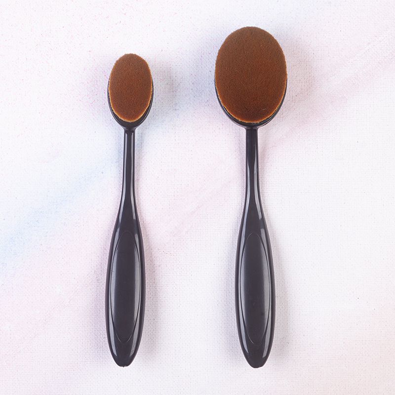 Makeup Brushes Oval Cosmetic Makeup Toothbrush Pro Blush Face Foundation Blending Brush Makeup Tool: brush set- 2pcs