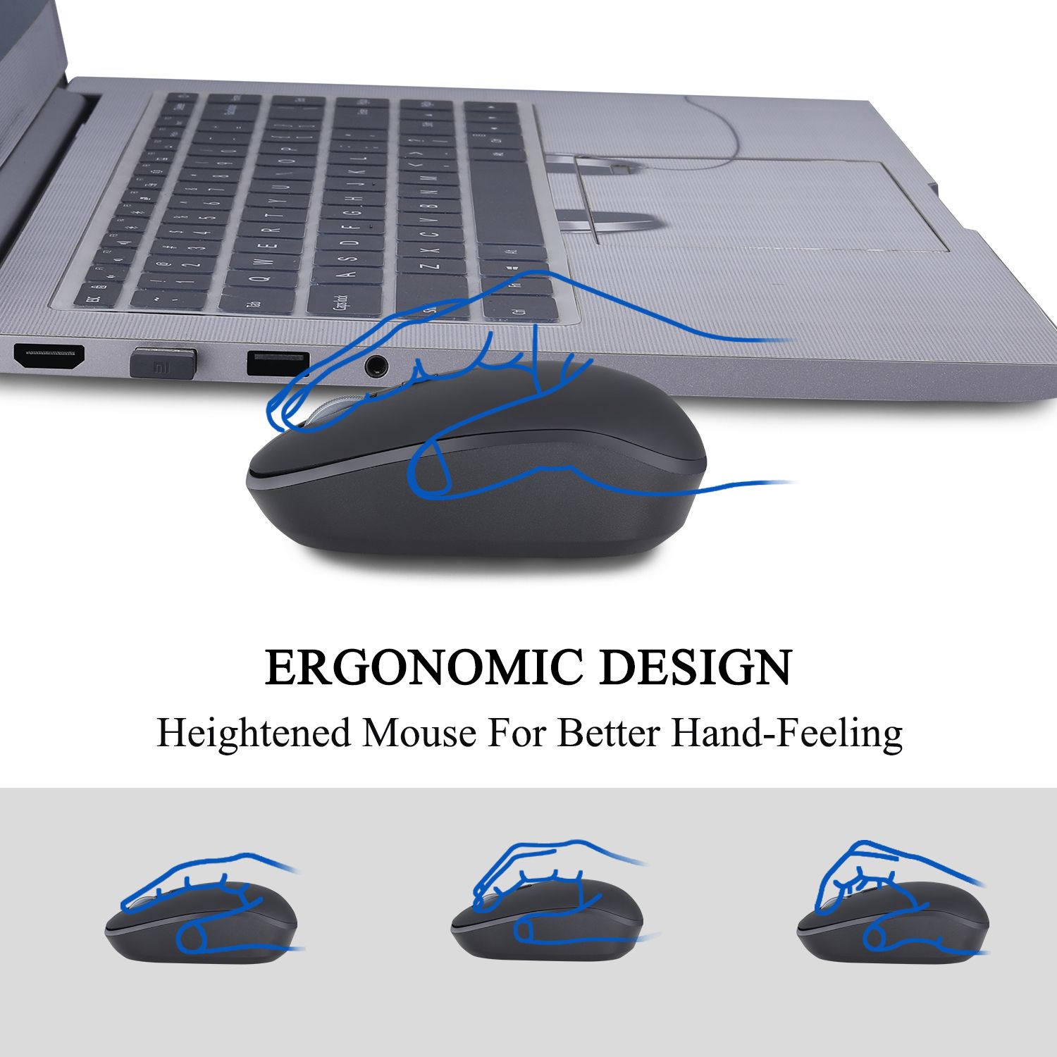 Wireless Keyboard and Mouse Combo, Compact Slim Full Size, Round Keycaps, Silent Mice, for PC, Laptop, Computer, Windows