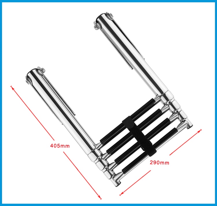 4 Steps Boat Stainless Steel 304 Telescoping Folding Ladder Deck Outboard Swim Platform Boat Marine Yacht Accessories