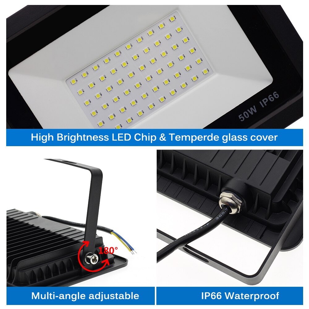LED Spotlight 220V 10W 20W 30W 50W 100W LED Floodlight Waterproof IP66 Wall Outdoor Lighting Spot Light.