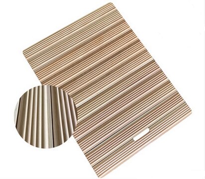 Custom badkamer houten vloer douche antislip houten vloer mat anti-corrosie hout pedaal water pad bad houten mat: Strip style / 70X70CM