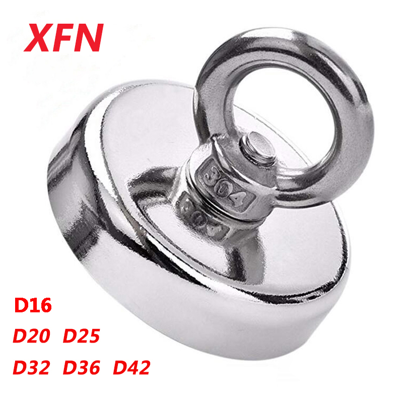 XFN D16-D42 Suchmagnet Superstarke Neodym-Magnete N52 Hochtemperatur-Angelmagnet Leistungsstarker Bergungsmagnet mit Ring