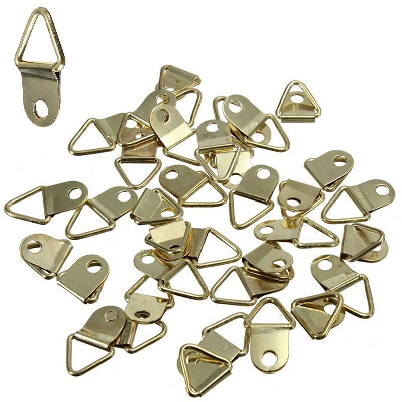 20 st/lot bildhängare gyllene mässing fotoram väggfäste hängare krok ring järn