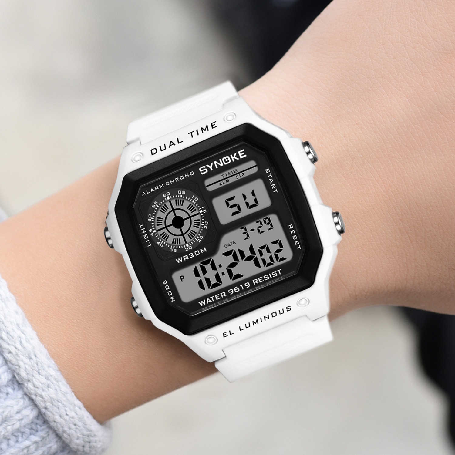 Synoke Mannen Sport Digitale Horloges Ultra-Dunne Led Waterdicht Chronograaf Repeater Relogio Masculino Mannelijke Elektronische Horloges