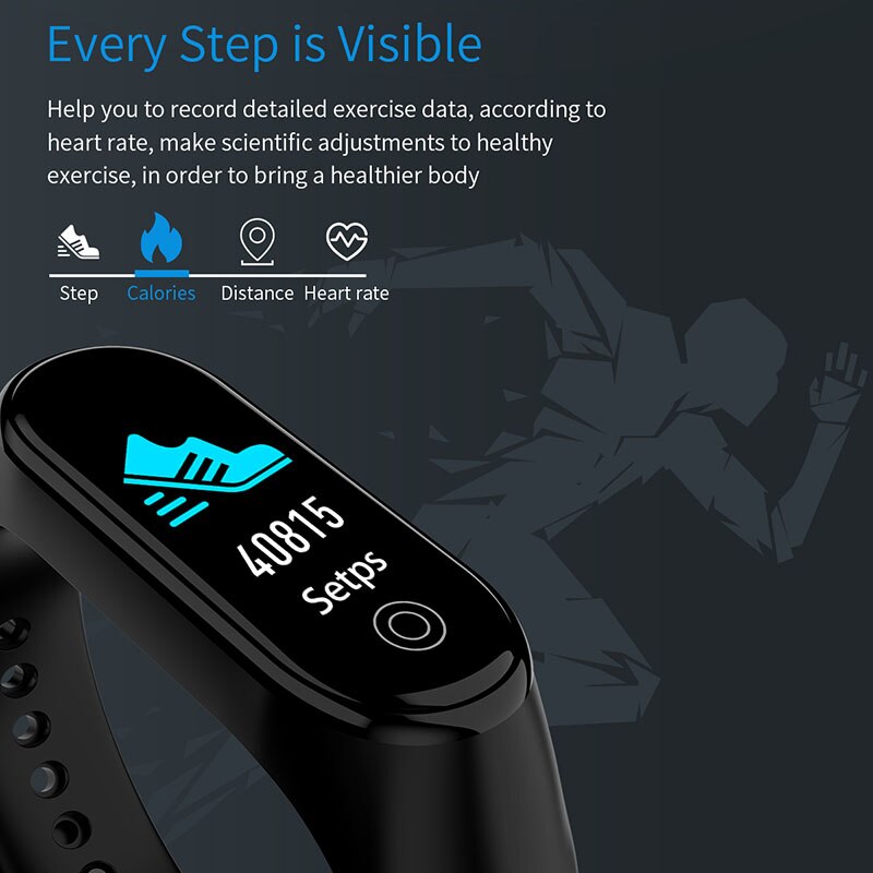 Smart fitness armband tracker klockor stegräknare pulsmätare blodtryck sportklocka klocka armband fitness tracker