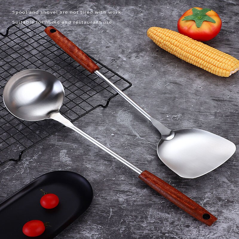 Anti-Brandwonden Lange Handvat Koken Kookgerei Roestvrij Staal Koken Turner Schop Spatel Keuken Tool Voor Non-stick Pan rijst Lepel