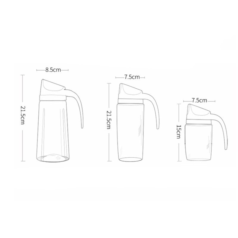Automatic Opening and Closing Kitchen Oil Seasoning Cans with Capped Glass Condiments Leak-Proof Oil Vinegar Bottles Spice Jar