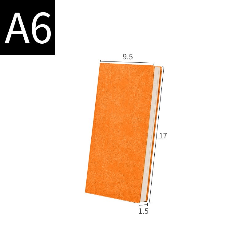 Simple business office PU leather notebook student a5 a6 b5 soft copy notebook: A6 Orange 9.5x17.5