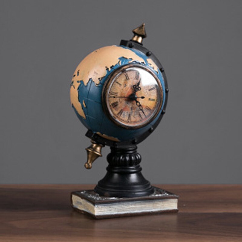 1 Pcs Nordic Stijl Globe Retro Hars Klok Ornamenten Study Woonkamer Office Home Decoraties Kabinet Porch Zetel Klok: A