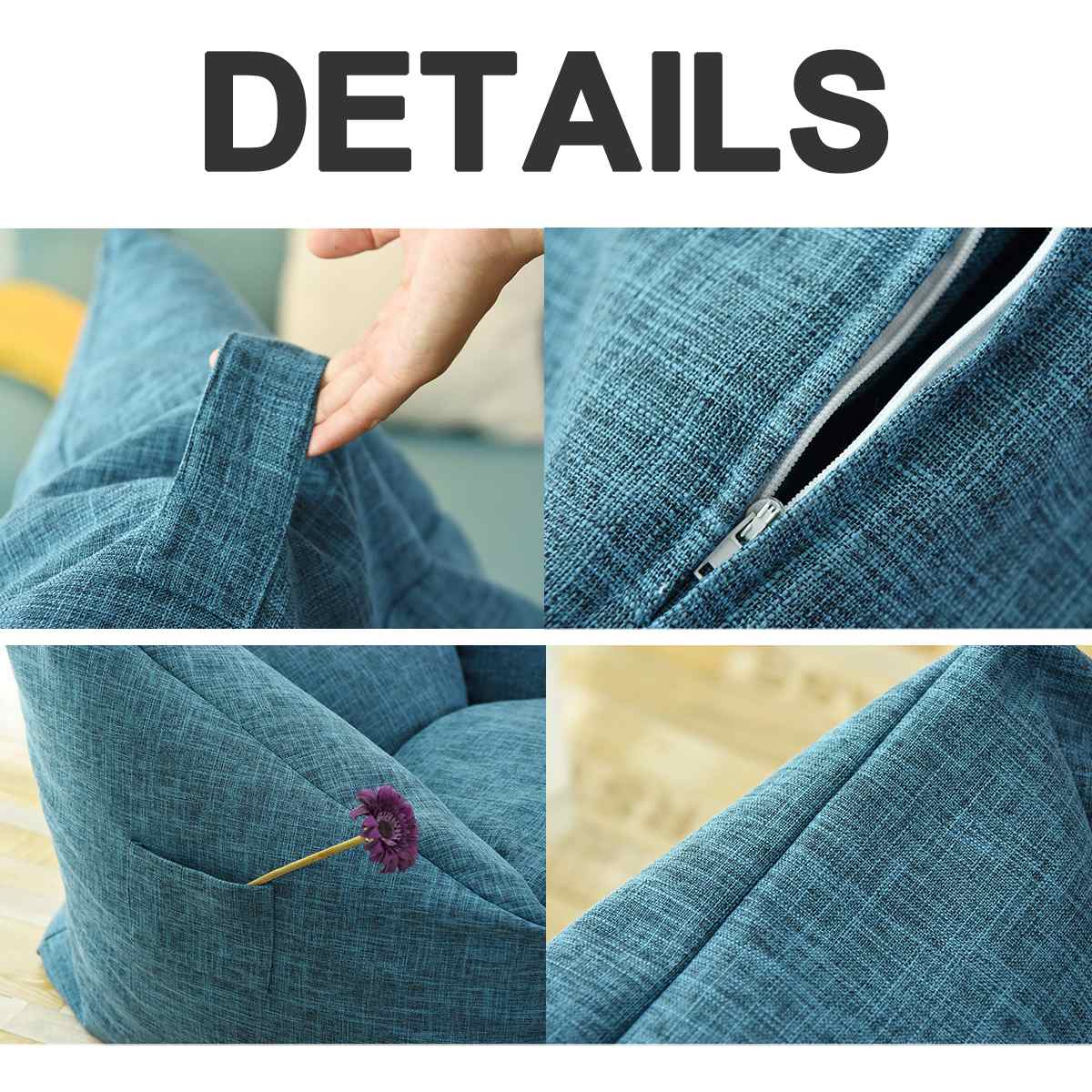 Lazy Sofa Cover Chairs No Padding Cotton Linen Waterproof Armrests Recliner Cover Bean Bag Poncho Sofa Tatami Living Room
