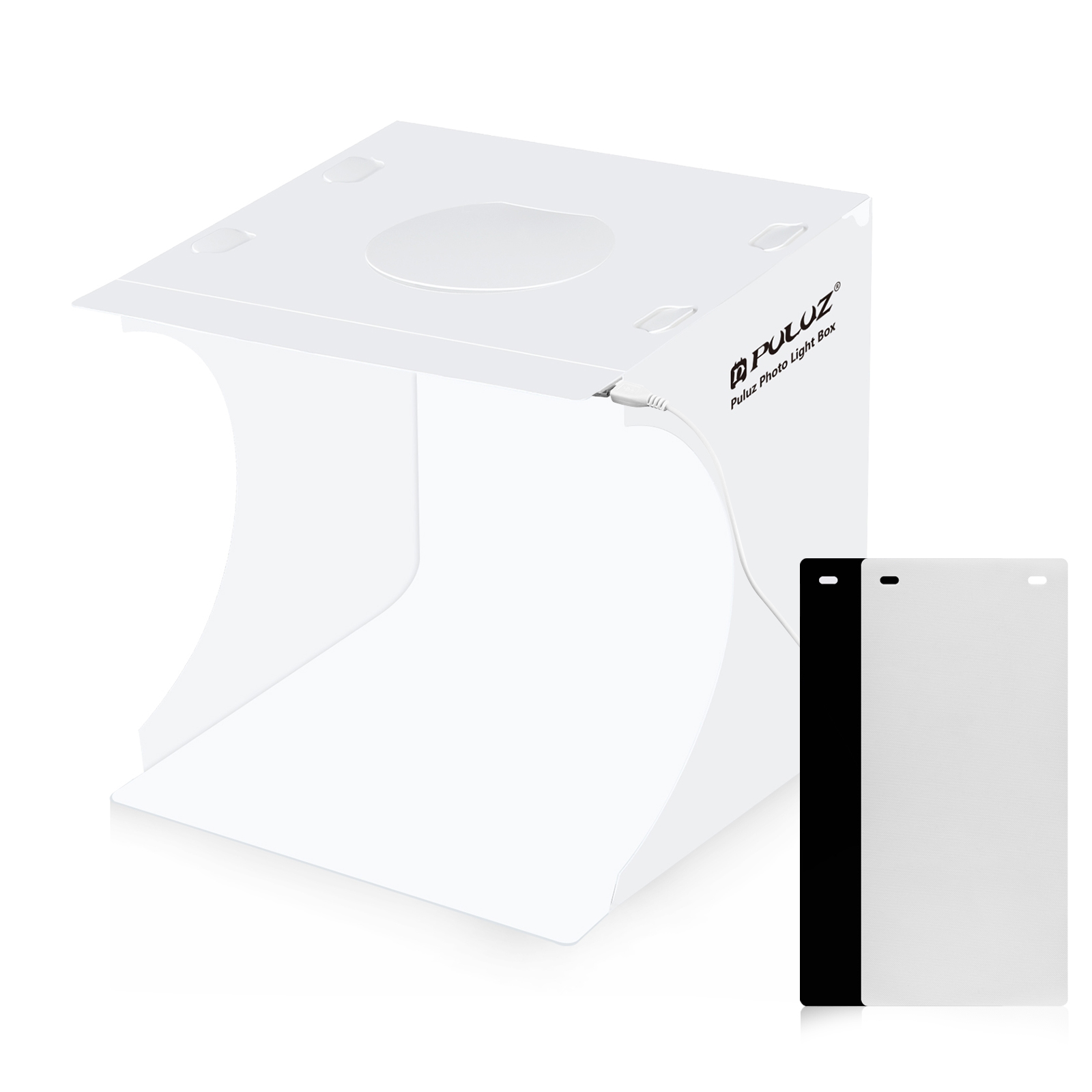 PULUZ 20 cm Fotostudio Box, Mini Foto Lightbox, Fotografie Studio Schieten Tent Box Kits 2 Kleuren Achtergrond, Light Box Voor Foto: Wit