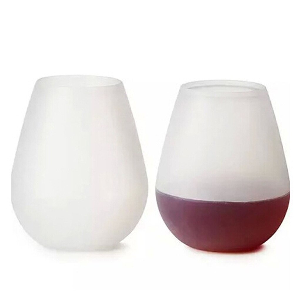Taza de vino de silicona blanca irrompible para interiores al aire libre vasos de cerveza para fiestas portátiles Anti-Caída de viaje barbacoa Camping bebederos de agua 2: Default Title