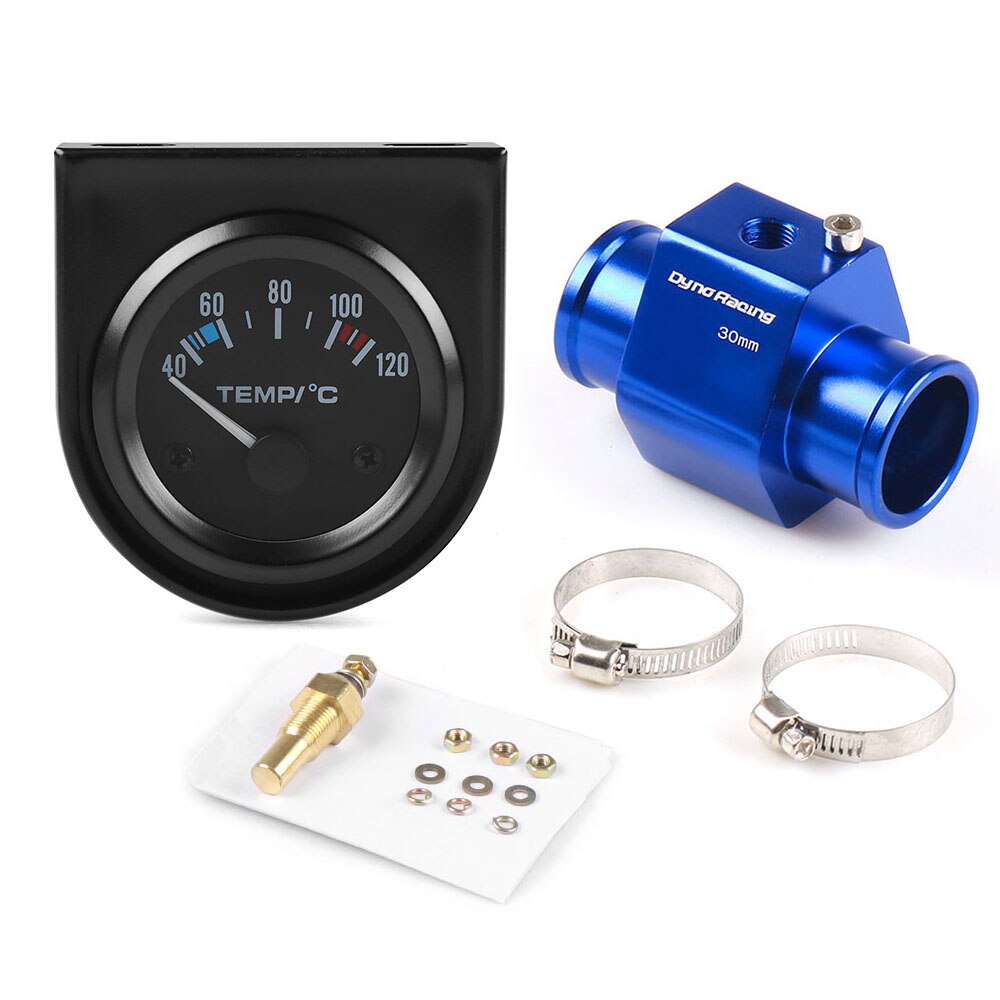 2&#39;&#39; 52MM Car White Led Water Temperature Gauge 40-120 Celsius With Water Temp Joint Pipe Sensor Adapter 1/8NPT: With 30mm adapter