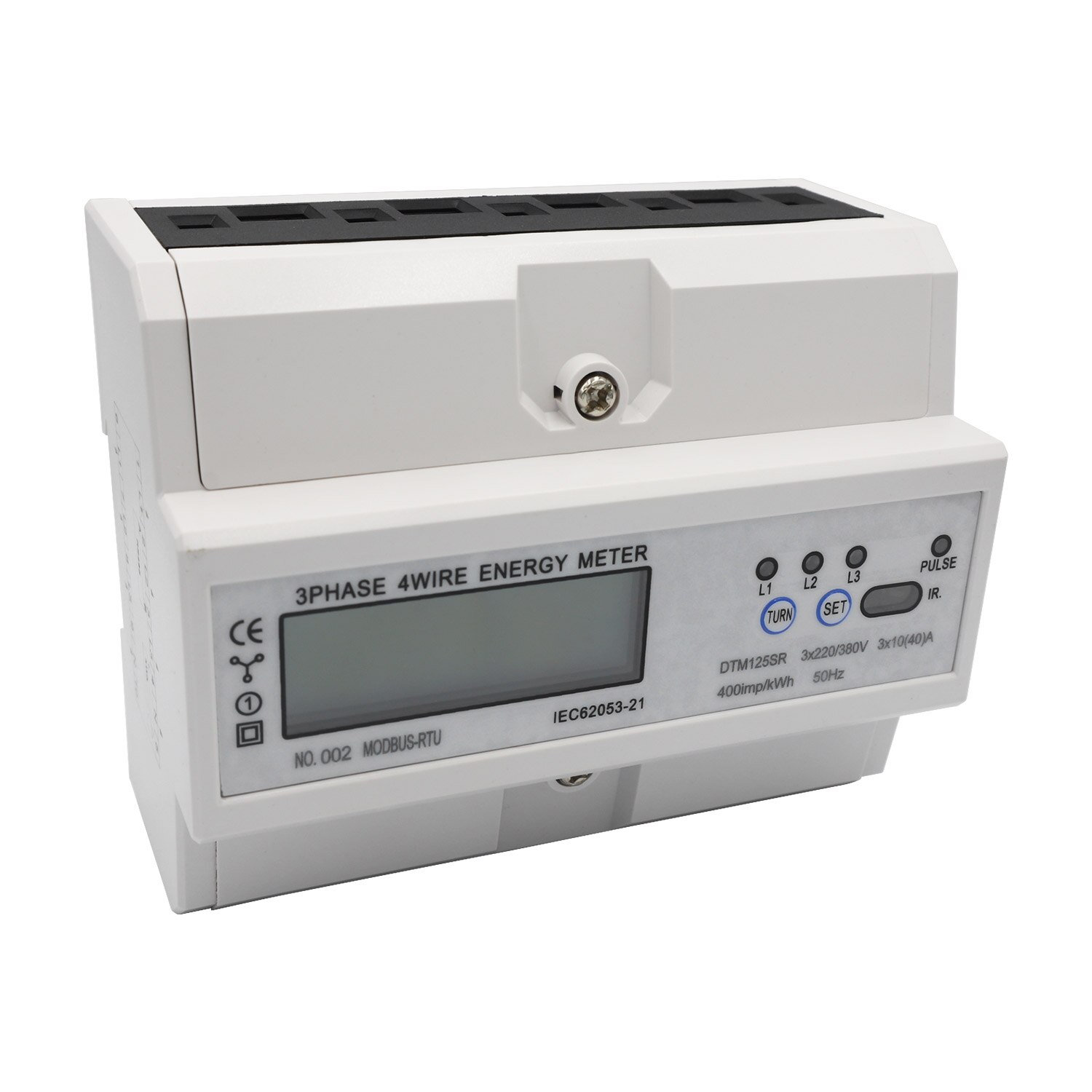 Wattmeter 3 Phase 4 Wire Electric LCD Display Digital Energy Meter Calibrated For DIN Rail Power Meters 50HZ DTM125SR