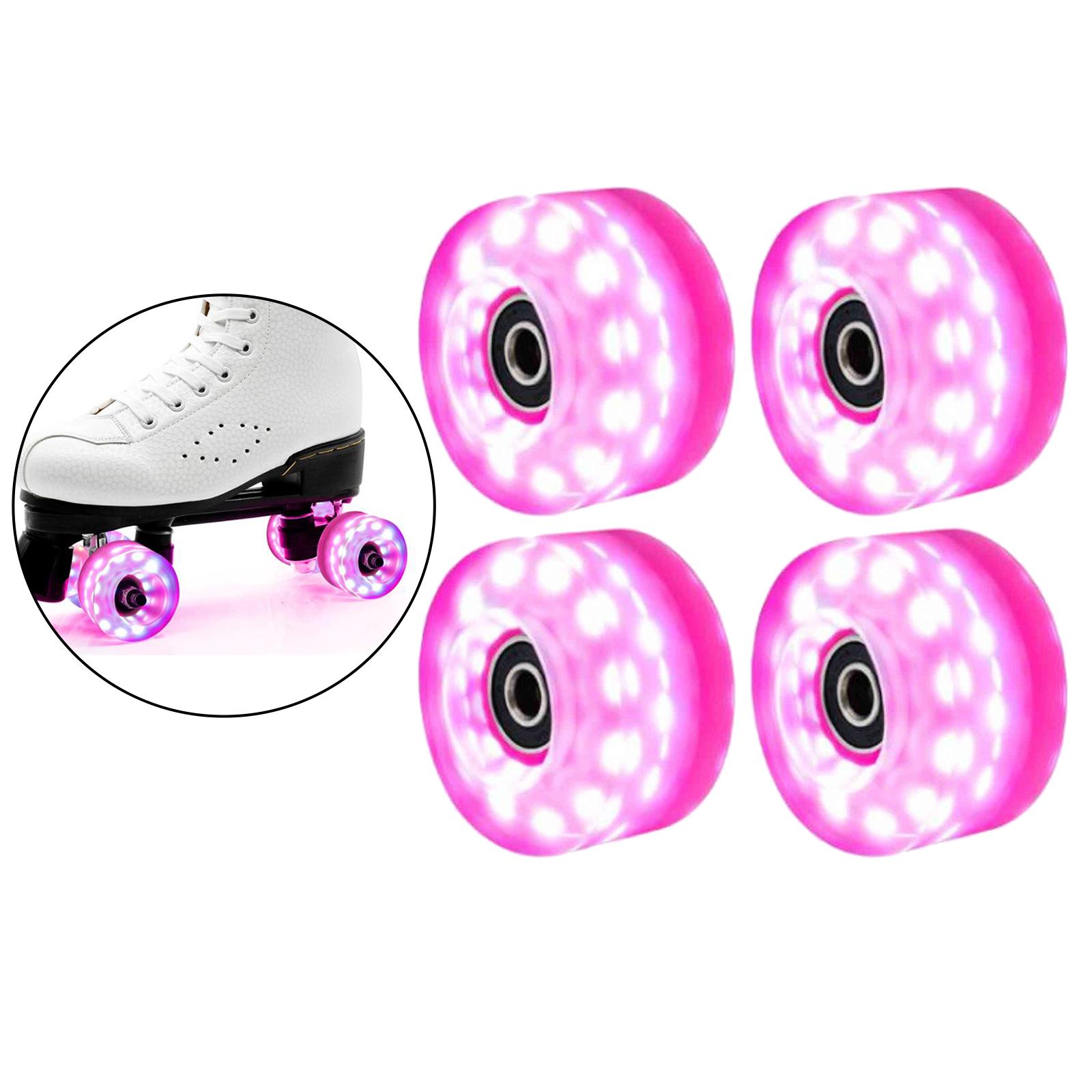 PU Durable Roller Skate Wheels 82A Hardness Bearings Installed Street Parks: Pink