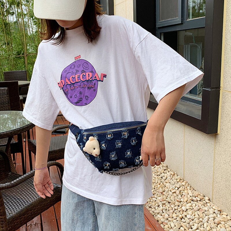 2020 saco da cintura das mulheres denim pacote de peito moda feminina sacos de viagem de ombro ajustável fanny pack alta capacidade saco de quadril sacos de ombro