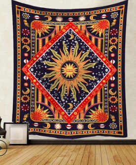Gobeläng konst vägghängande mandala mönster filt gobeläng multifunktion heminredningsmatta picknick filt 95 x 73cm: 12