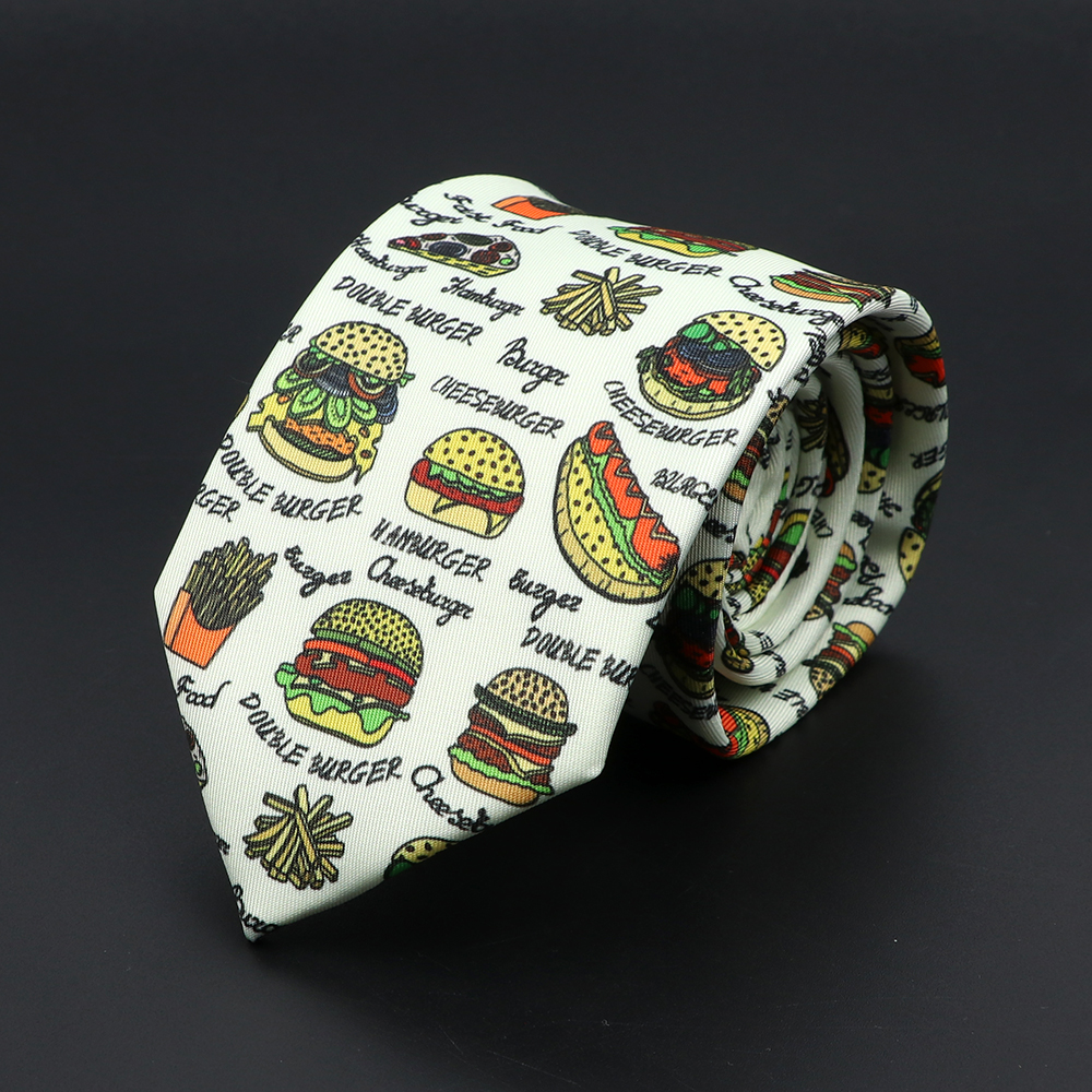 Nieuw heren stropdassen zachte magere stropdas lippen schedel vis hamburger patten print stropdassen voor mannen bruiloft accessoires: Rood