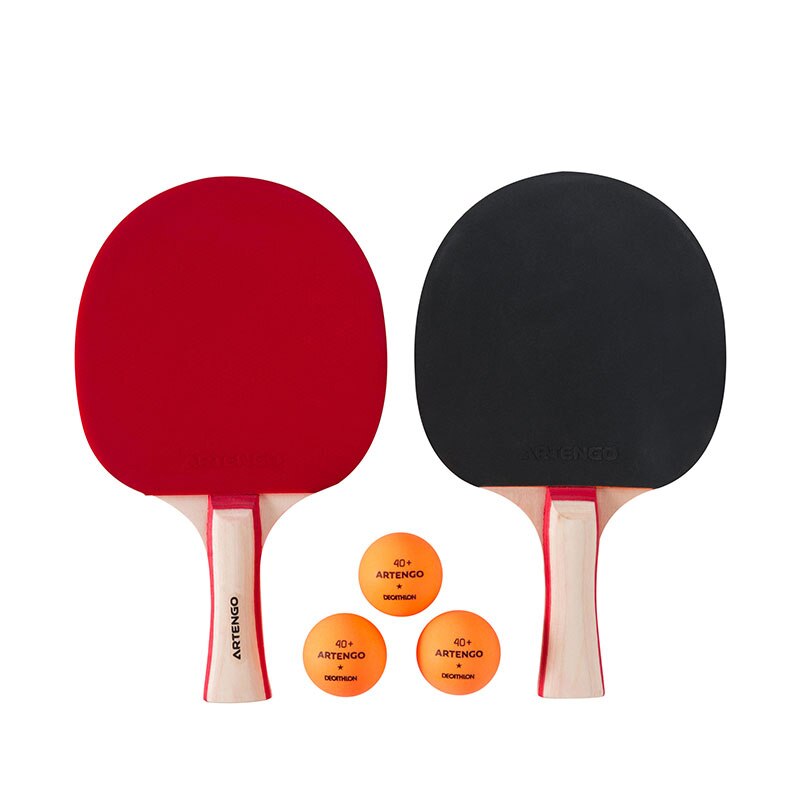 Table Tennis Racket 2 Packs Beginner Training Type Horizontal Racket Black & Red Carbon Fiber Table Tennis Racket