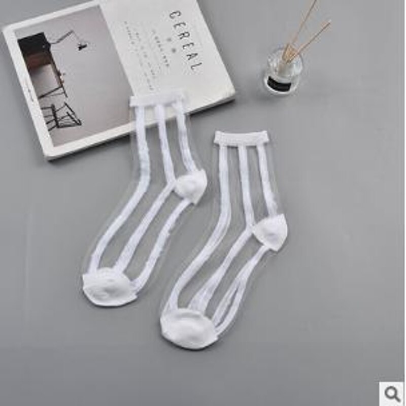 Spring Lace Transparent Crystal Lady Socks 10 Colors Comfy Sheer Silk Ankle Socks MOU QX2D: W1