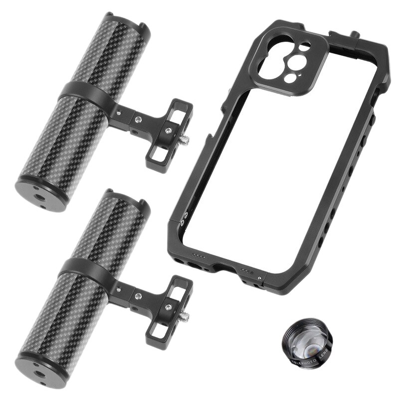 Handykäfig, smartphone-video-rig, mobiler käfig für iphone 12/ 12 pro, handykäfig mit blitzschuh und 1/4 gewindebohrungen