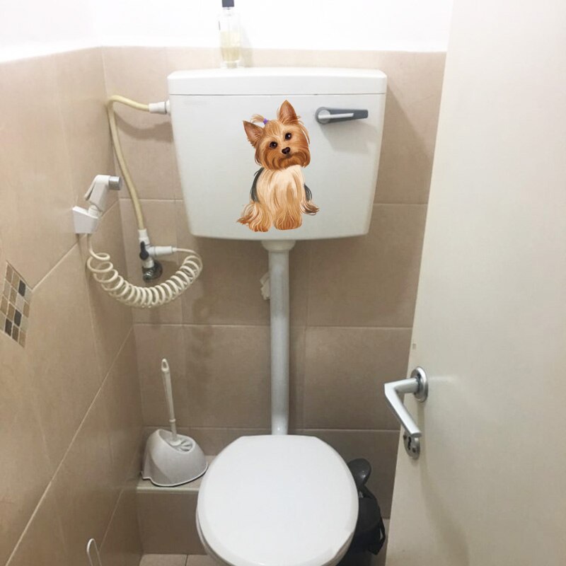 Yoja 14.4 × 22.7cm schattige huisdier badkamer toilet stickers kinderkamer muurdecoratie  t1-2402