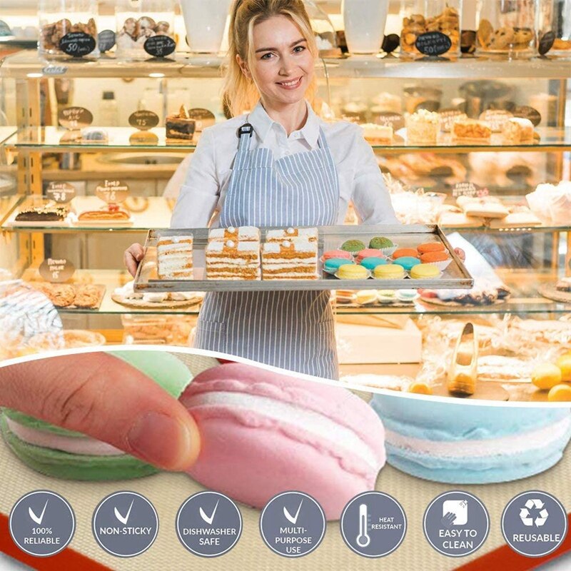 Siliconen Bakken Mat Set Van 4 Vel Non Stick Herbruikbare Siliconen Gebak Bakken Mat Voor Bakken Maken, deeg Rollen Mat