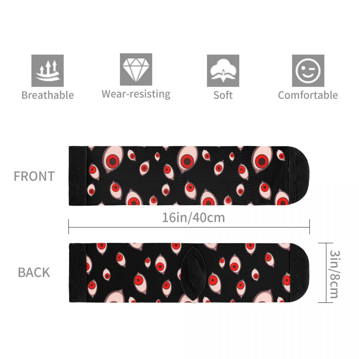 Calcetines con ojos de película de terror para hombre, ropa de 5% licra, Vintage, gruesos, de tubo medio, de Dracula y vampiro