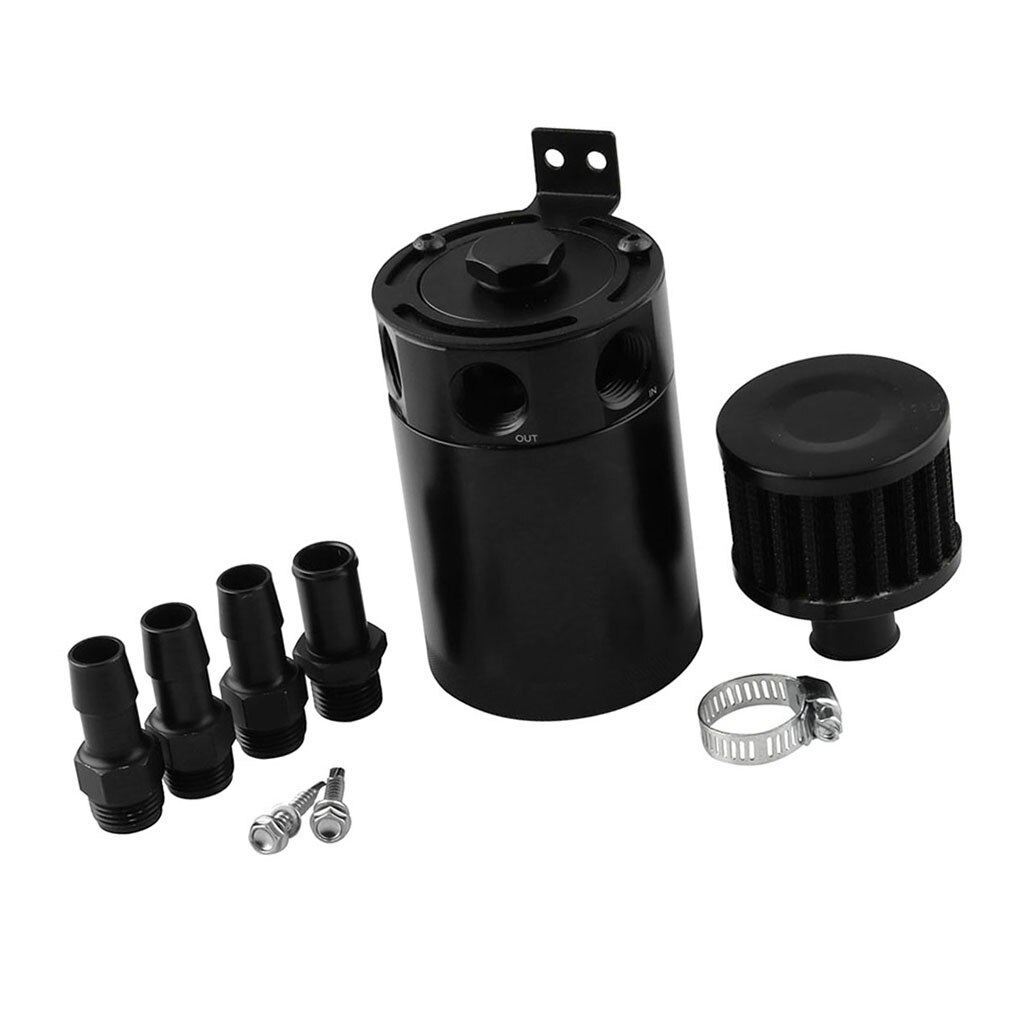 Universal 3-Port Oil Catch Can Tank Engine Air Oil Separator Tank Reservoir Kit OCC042(Black)