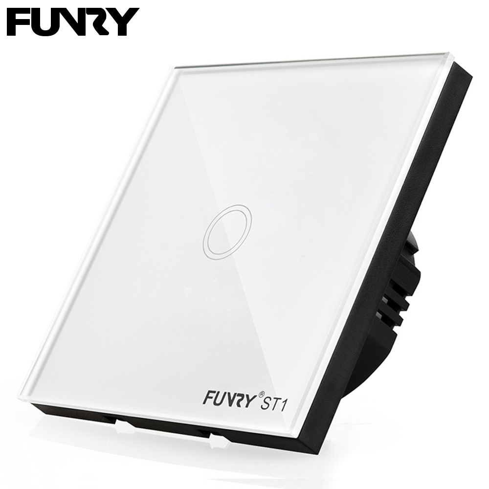 FUNRY ST1 1 gang 1 way EU Standard Touch Switch Glass Panel Lamp Switch Wall Light Touch Switch 170-240V 86*86*36mm 7-200W/gang