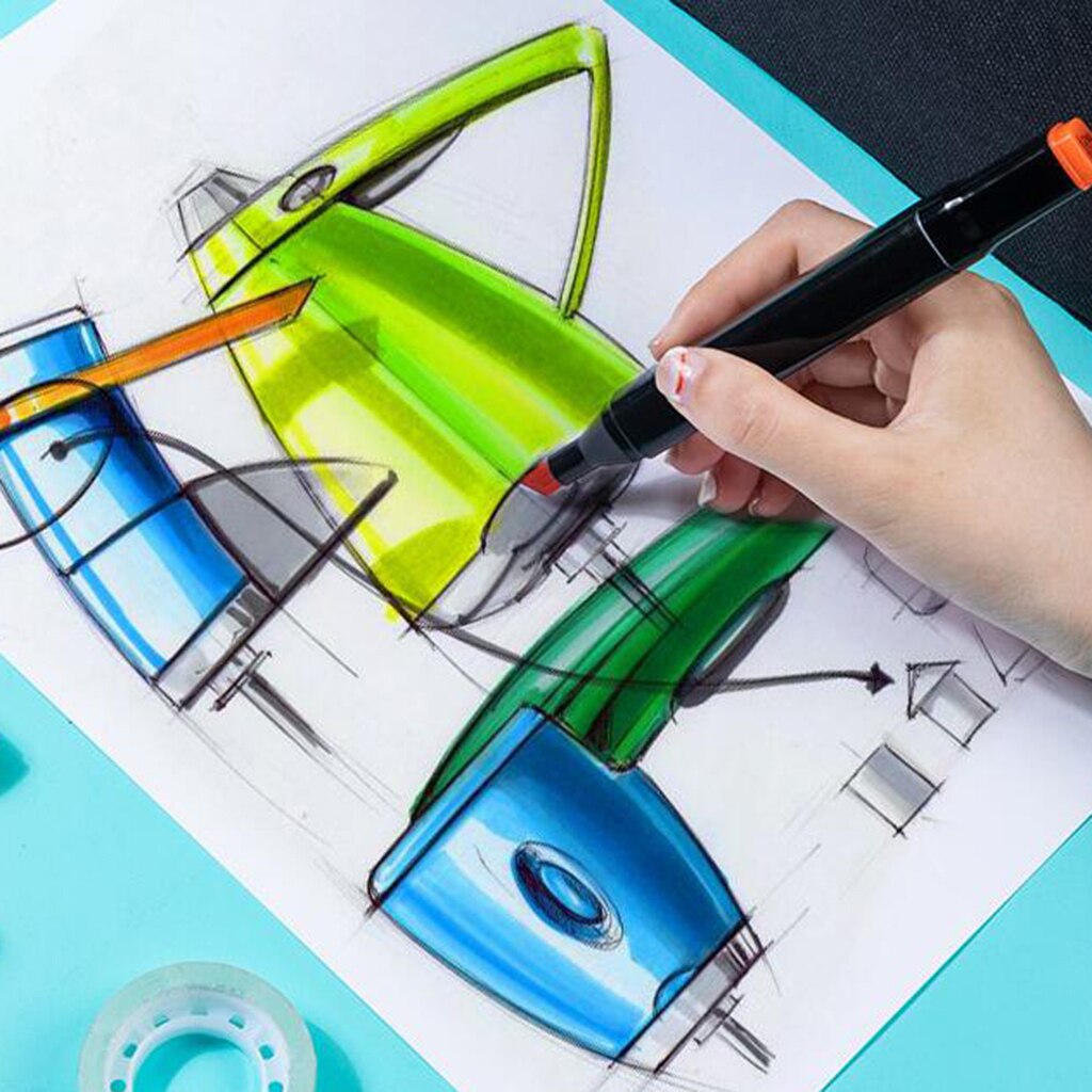 Arts Marker Pen Alcohol Based Graphic Art Twin Tip Markers for Student Artist