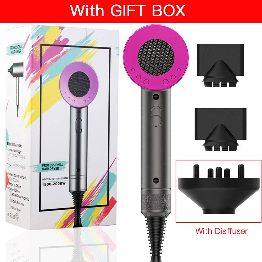 Hair Dryer Strong Wind 3 in 1 Salon Dryer &Cold ionic Air Hammer Styling Tools Women Volume diffuser hairdryer: UK