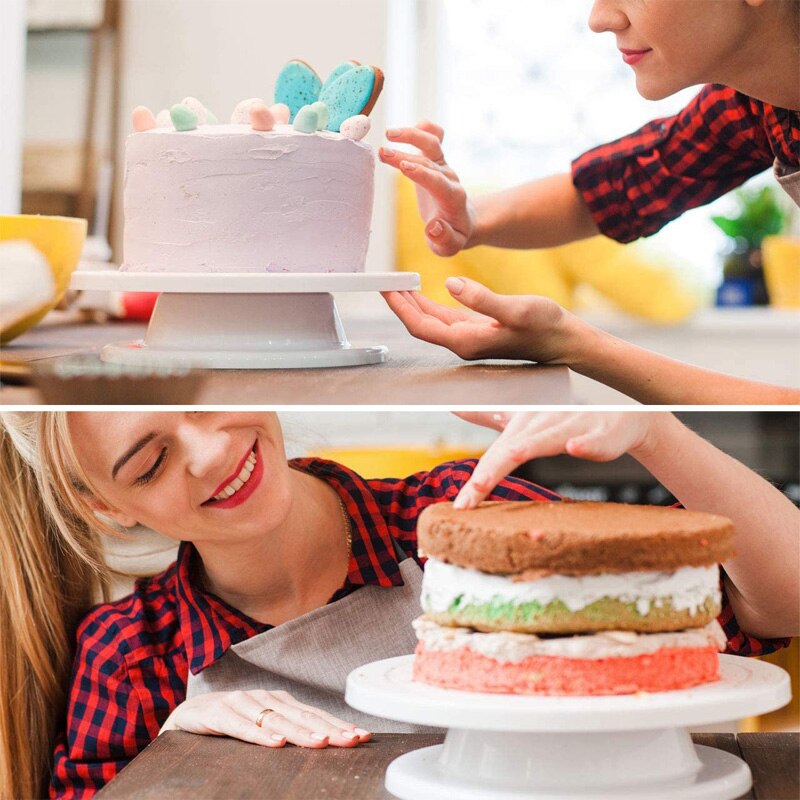 Plato giratorio antideslizante para pasteles, Soporte redondo para cocina, herramientas para hornear, masa de pastelería, herramientas de decoración de pasteles, espátula para glaseado