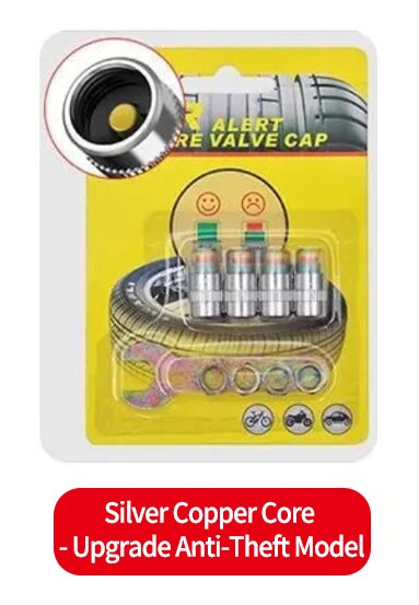 4pack Car Tire Pressure Monitor Gauge Indicator Alert 2.4Bar 36PSI Valve Caps Sensor Indicator Eye Alert Diagnostic Tools Kit: Anti-theft