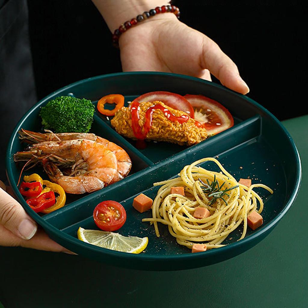 Divided Plates, 3 Section Reusable Leakproof Tray Plates for Dinner Lunch Home Baby Kids
