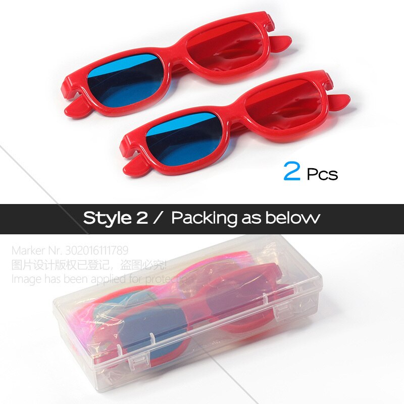 TORA-gafas 3D para proyector LED, accesorios de proyección 3D, caja de para cine en casa, rojo-azul: Style 2