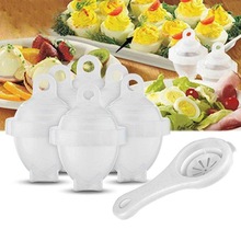 1 sett /7 stk hardkokt eggkokere 6 eggies uten skall med bonus eggehvite separator egg damper komfyr matlagingsverktøy