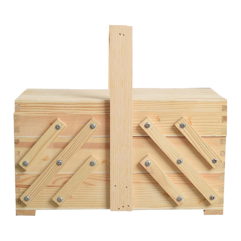 Cantilever 3 niveaux boîte à coudre en bois coudre Kits fournitures mallette de rangement porte-conteneur
