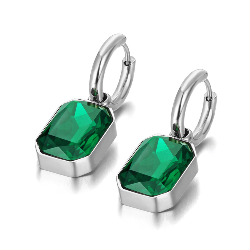 Lokaer-pendientes de aro cuadrados geométricos de acero inoxidable, aretes de cristal de circonia cúbica brillante, joyería para mujer,ьги E22115: Color amarillo claro