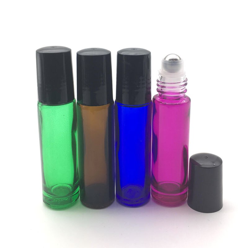 3 pièces dégradé coloré 10cc épais verre rouleau bouteille vide parfum huile essentielle Test bouteille 10ml Roll-On flacon