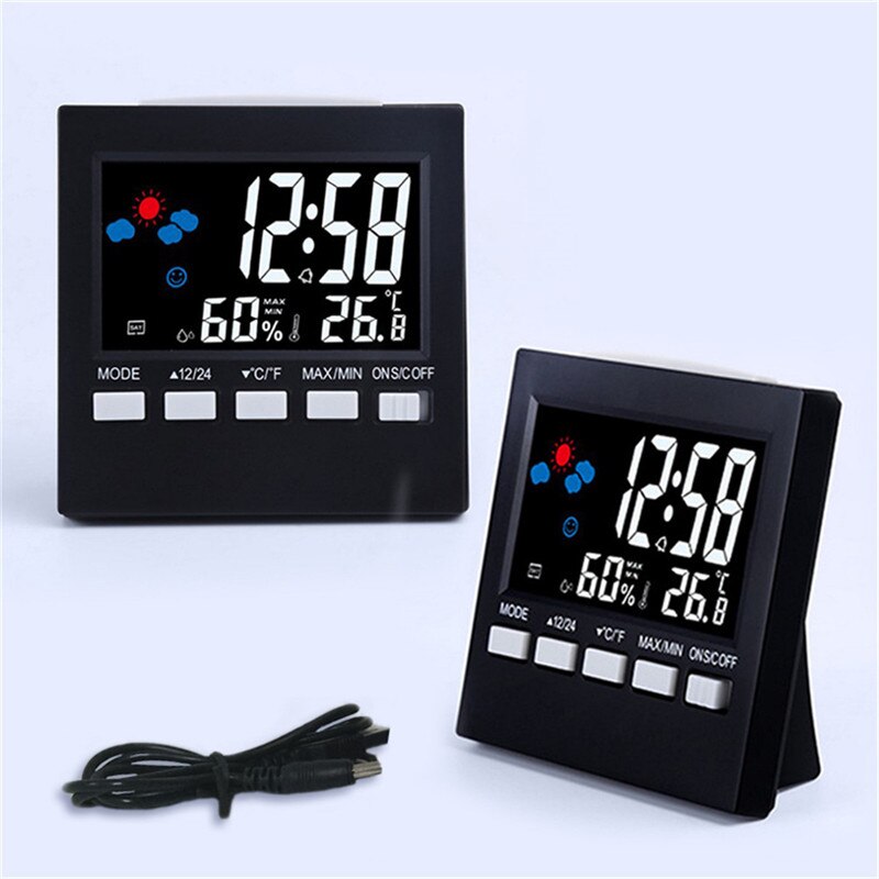 Digital Clock Digital Alarm Clock Voice Control With Backlight Display LCD Screen Thermometer Clocks For Home Bedroom Office
