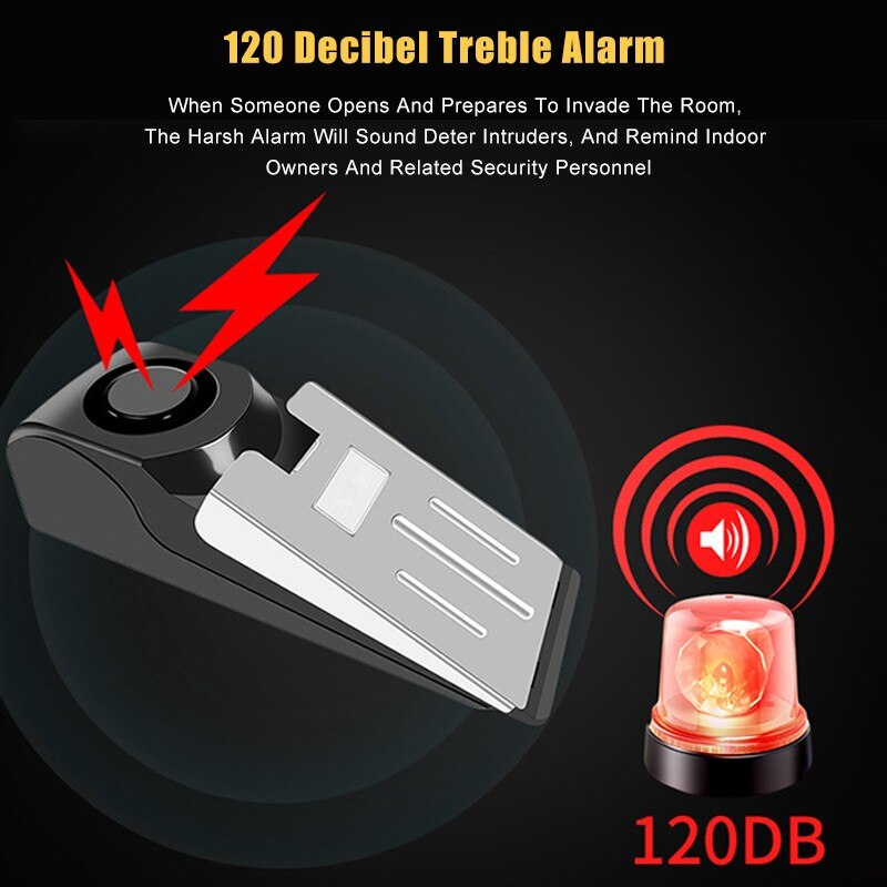 120dB Smart Alarm Wireless Alarm Door Stop Alarm for Home Wedge Covered Alarm Security System Block Blocking Alarm System