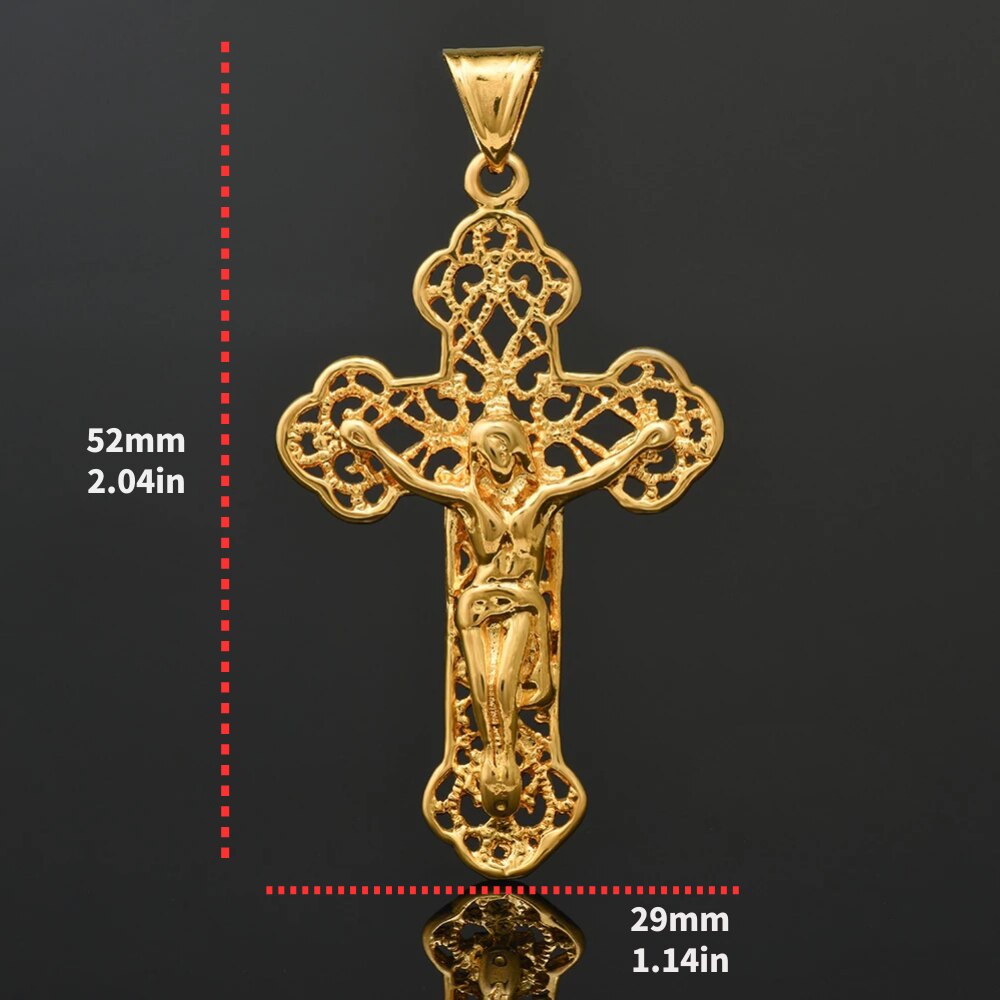 Copper Gilded Catholic Jesus Christ Golden Jesus Cross Cross Pendant