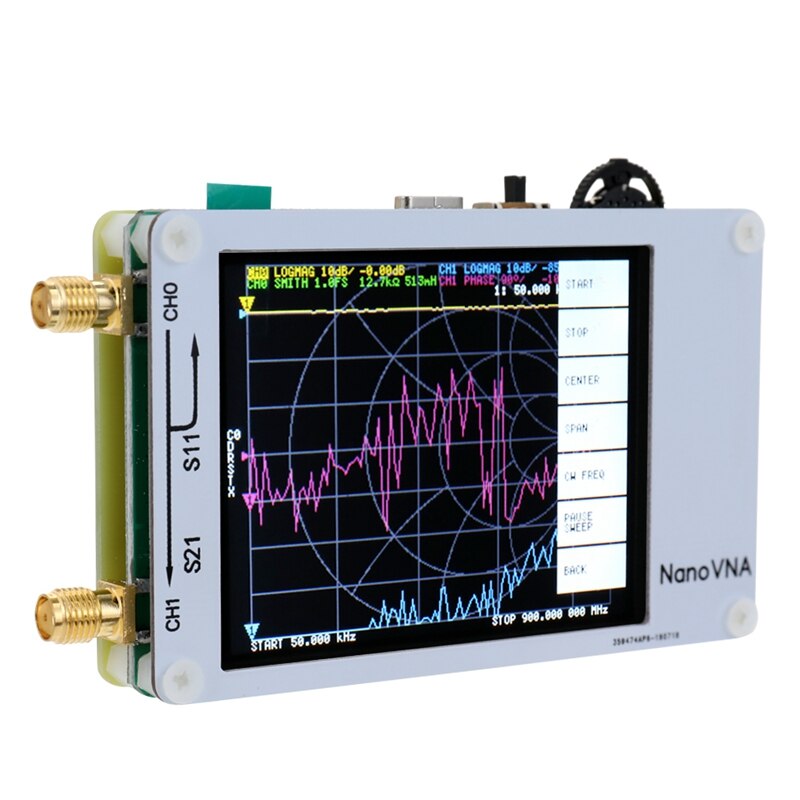Nano VNA Vector Network Analyzer Pressing Sn 50KHz-900MHz Digital Shortwave MF HF VHF UHF Antenna Analyzer with RF Cable