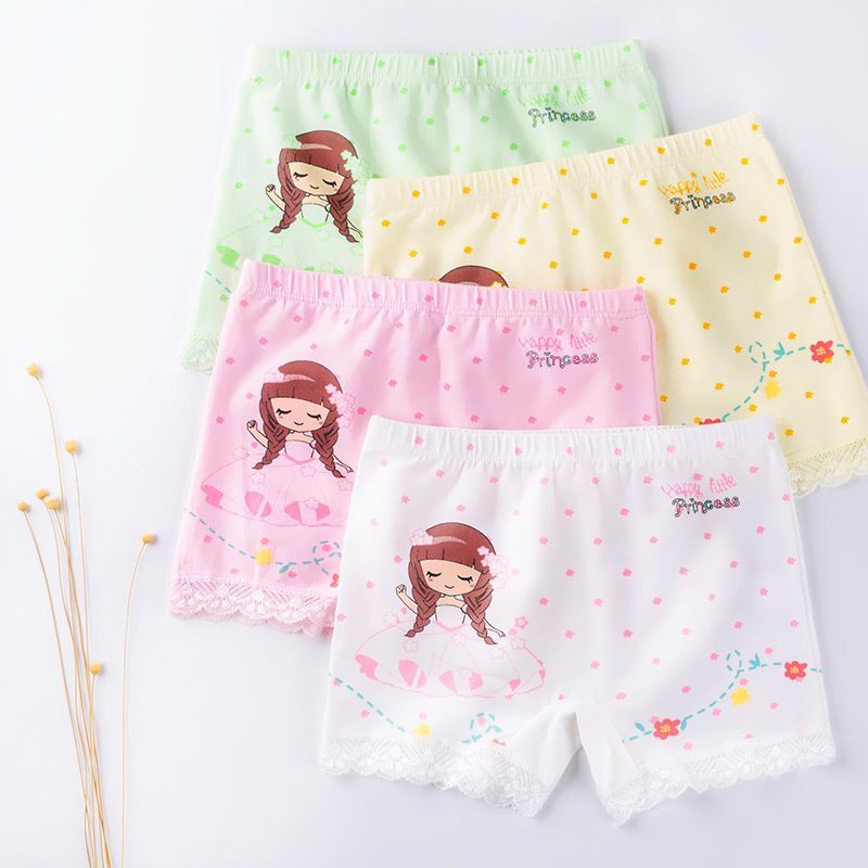 4 pz/lotto pantaloncini di sicurezza di alta qualità intimo morbido cotone elastico Leggings ragazze pantaloni di pizzo 2-10Y